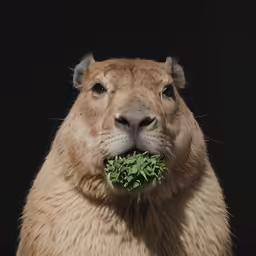 a very large animal that is eating some greens