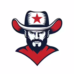 the head of a cowboy with a large hat on top of it