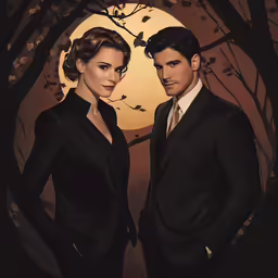 a man and a woman standing side by side