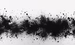 two black and white ink splatters on white paper