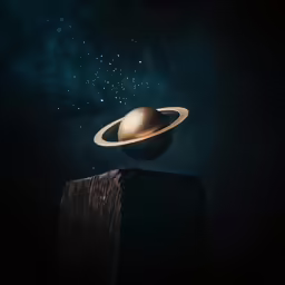 a space object that is on top of a wooden post