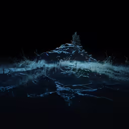 a photo taken from a snowy hill at night