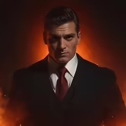 a man in a suit with a red tie