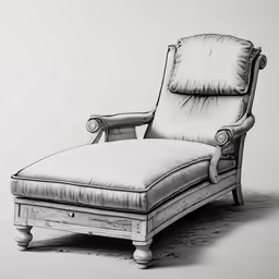 an old, antique style chair with cushions