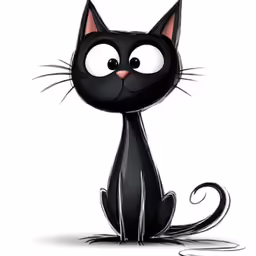 a black cat that is looking up and with big eyes