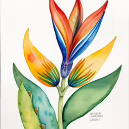 colorful flowers and leaves drawn on a white surface,this is an image of a beautiful flower