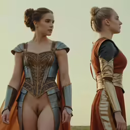 a woman with a very large breast in a costume