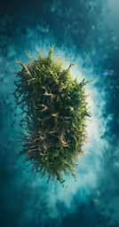 a very strange looking plant floating in the water