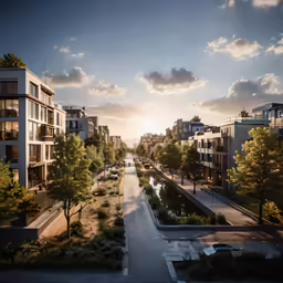 an overview view of an elevated city street