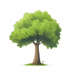 a big tree with green leaves and some very tall leaves