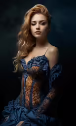 a woman wearing lingerie posing with her dress made out of lace