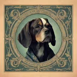 a dog wearing a scarf looking ahead