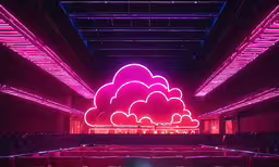 a ceiling with pink and blue lights at night,purple clouds on a ceiling in the ceiling