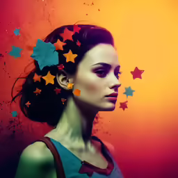 the woman is wearing stars all over her hair