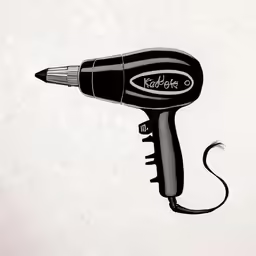 a hair dryer is depicted in a graphic style