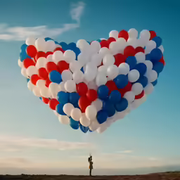 a heart shaped balloon is shown in the air