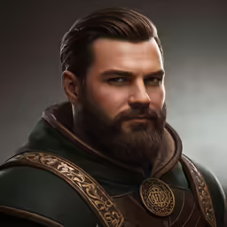 a man with a beard in a medieval costume