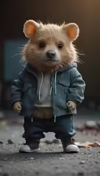 a doll made to look like a bear with a jacket on