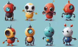 six different character images that appear to be different