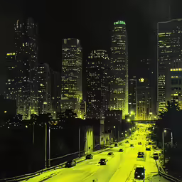 a view of the city at night in the distance
