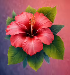 a large flower that has some green leaves on it,a pink flower with some green leaves near it