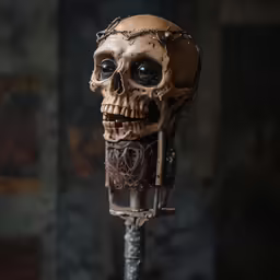 a creepy mask that looks like an old mechanical