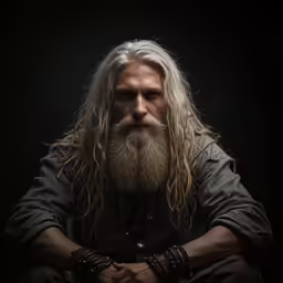 a bearded male with long hair and beard