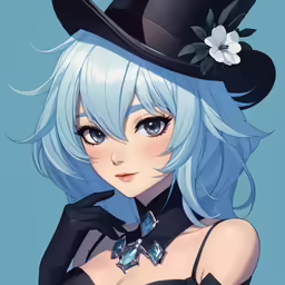 a cartoon image with a blue - eyed anime girl