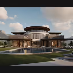 a rendering of a modern luxury home in the mountains
