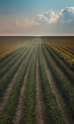 a dirt path that runs through the middle of a wheat field