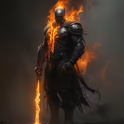 an illustration of a knight in flames