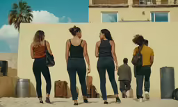 a group of four women stand next to two boys and two other people