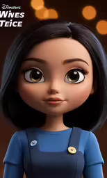 an animated character with short black hair wearing a blue shirt