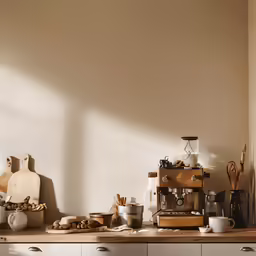 a coffee maker is sitting on a counter top