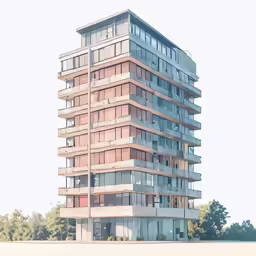 a tall multi story building with a few windows