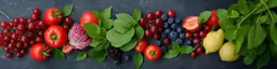 different fruits and vegetables lay next to each other