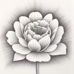 a flower is shown on a white background,a drawing of a white flower on a white paper