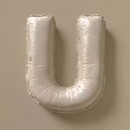 the letter u is white with a black stripe