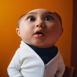 a very cute looking toddler looking at something