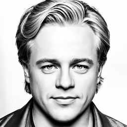 a man with blond hair and wearing a leather jacket