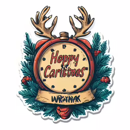the happy christmas clock is hanging on a fir tree