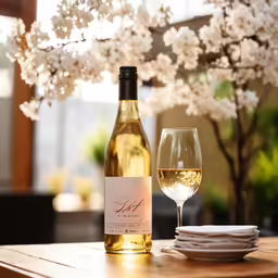 a glass of wine sitting next to a bottle of white wine