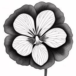 a flower drawing with a line,a flower that is black and white