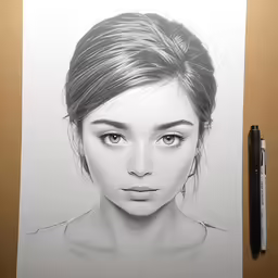 the picture of a woman is displayed on a white paper