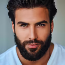 this is a close up portrait of a man with a beard