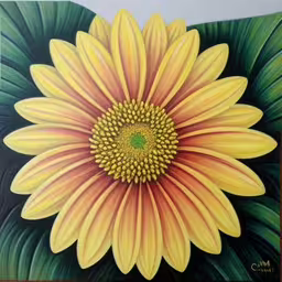 a painting of a yellow sunflower in the middle of its petals,a painting of a bright sunflower