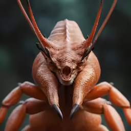 a close up of a very cute orange beetle
