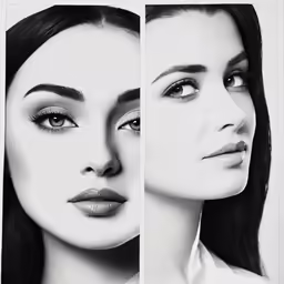 two photographs of different women with different eyes