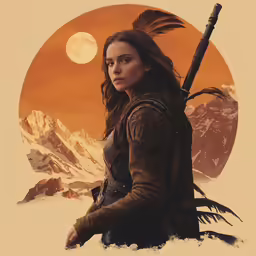 a woman holding a rifle and wearing a leather outfit