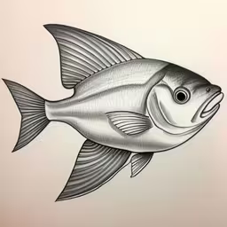 a fish on a paper is shown in the image,a black and white image of a fish